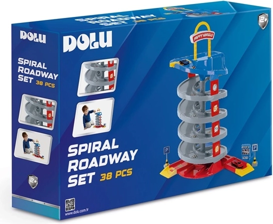 DOLU mehrstöckige Parkgarage mit Spiralrutsche für Spielautos
