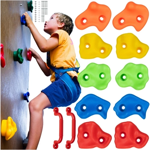 Kinder-Klettergriffe 10 Stk. + 2 Haltegriffe mit Schrauben TRIZAND