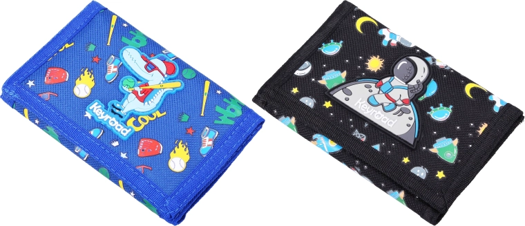 Textil-Geldbörse für Kinder mit Klettverschluss, 3D-Motiv – 1 Stück