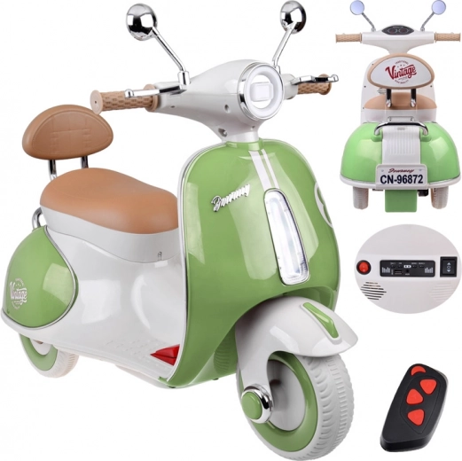 Klassischer elektrischer Kinderroller im Vintage-Stil – Grün