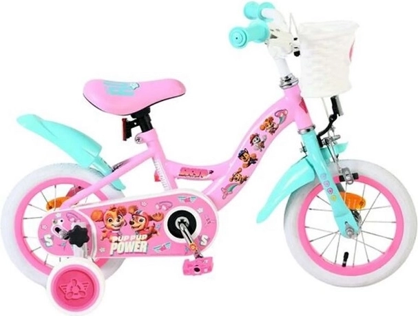 Paw Patrol Kinderfahrrad 12" für Mädchen mit Stützrädern und Korb