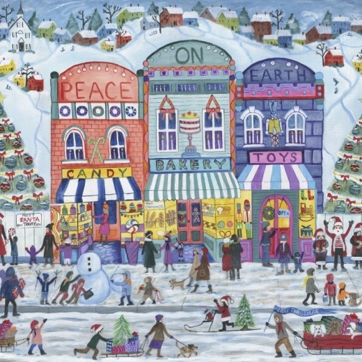 Quadratisches Puzzle Weihnachtsdorf – Frieden auf Erden, 1000 Teile