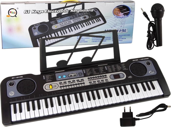 Elektronisches Kinderkeyboard mit Mikrofon, schwarz