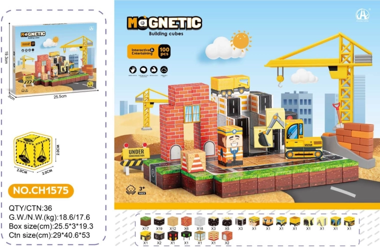 Magnetische Würfel – Baustelle 100 Teile