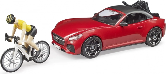 Bruder Sportwagen Dodge mit Radfahrerin-Figur und Fahrrad