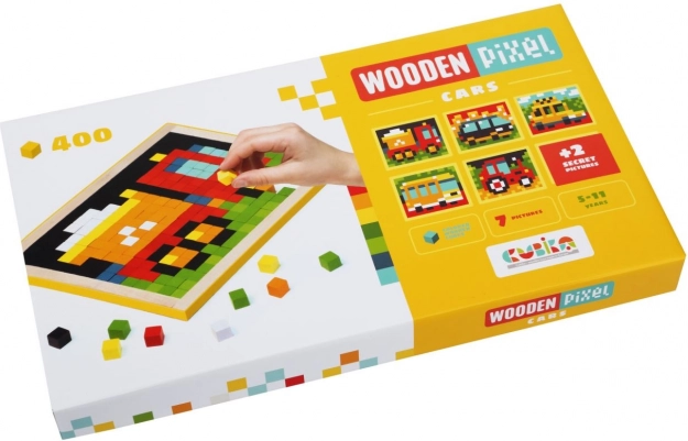 CUBIKA 14903 Pixel IV Autos – Holz-Mosaik mit 400 Steinchen und 7 Vorlagen