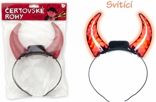 Leuchtende Teufelshörner mit Batterien 15 cm