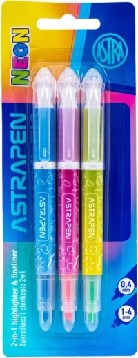 Astra Textmarker 2-in-1 Neon, Set mit 3 Stück