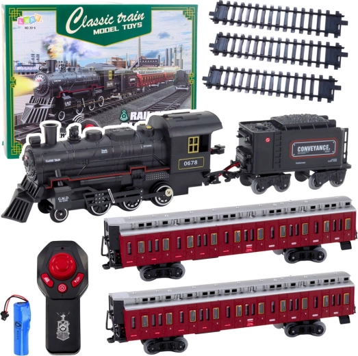 Klassischer elektrischer Zug mit 2,4‑GHz‑Fernbedienung mit Lichtern, Geräuschen und Rauch CLASSIC TRAIN