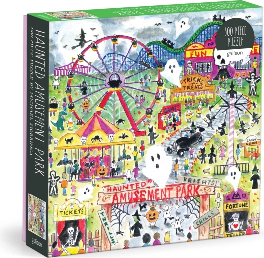 Galison quadratisches Puzzle „Gruseliger Vergnügungspark“ mit 500 Teilen