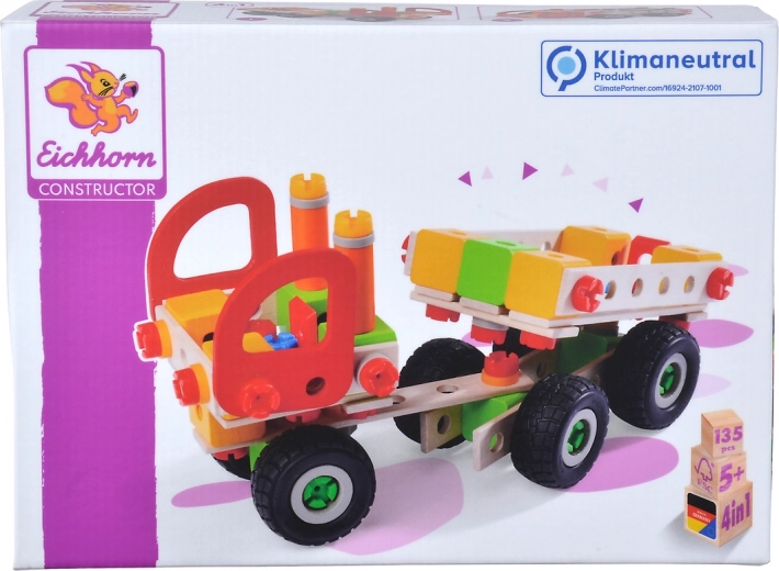 Eichhorn Constructor Holz-Bausatz 4-in-1 – Lastwagen