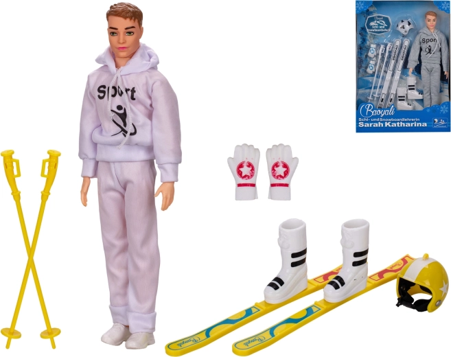Skifahrer-Figur mit Winterkleidung und Zubehör