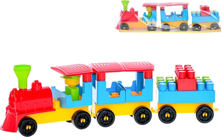 Bausatz Zug mit zwei Waggons und Aufklebern