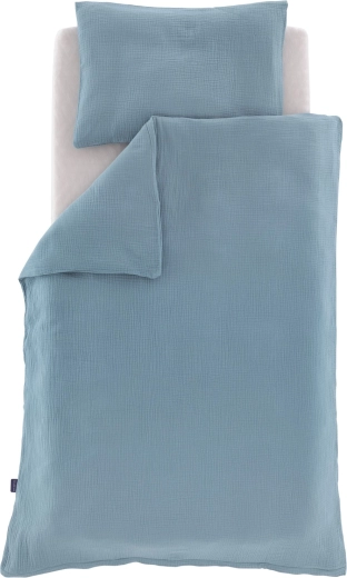 Träumeland Musselin-Bettwäsche jeansblau 100 × 135 cm + 40 × 60 cm
