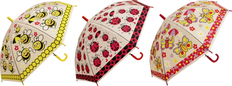 Kinder-Regenschirm Insekten 50 cm – Marienkäfer, Biene, Schmetterling