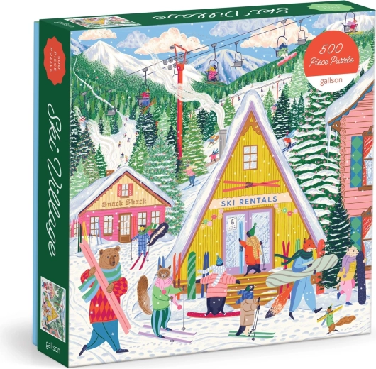 Galison quadratisches Puzzle Skigebiet 500 Teile