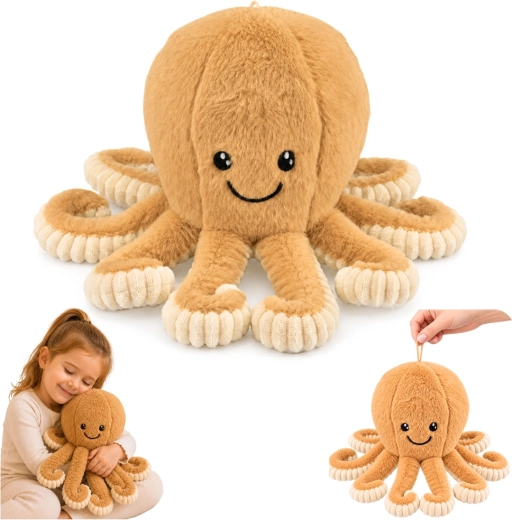 Plüsch-Oktopus mit elastischen Tentakeln, beige, 30 cm – 1 Stück