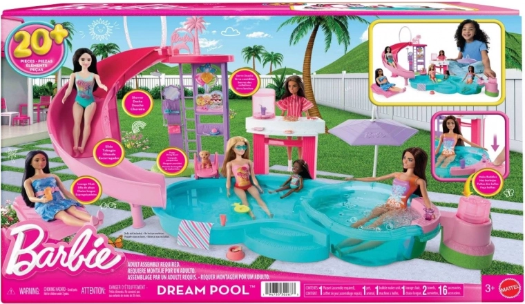 Barbie Traum-Pool – Spielset mit Rutsche, Whirlpool und Snack-Bar