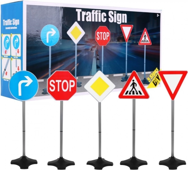 Set aus 5 Verkehrszeichen auf Ständern für kleine Fahrer ab 3 Jahren