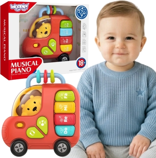 Woopie baby interaktiver Klavier-Bus mit Löwen – mit Sounds und Lichtern