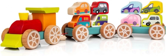 Holzzug mit Autos Holzpuzzle