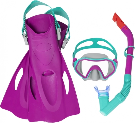 Bestway Hydro Swim Firefish Schnorchelset für Kinder mit Maske, Schnorchel und Flossen, blau (7+) – Rosa