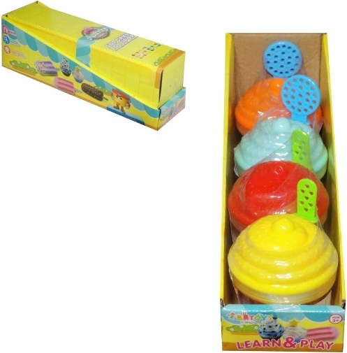 Knetmasse – Set mit 4 Farben und Formen in einer Cupcake-Schachtel