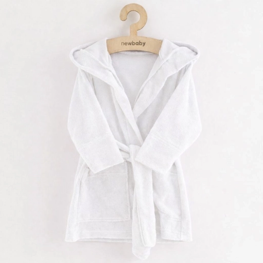 Kinder-Frottee-Bademantel mit Kapuze New Baby, weiß (92/98)
