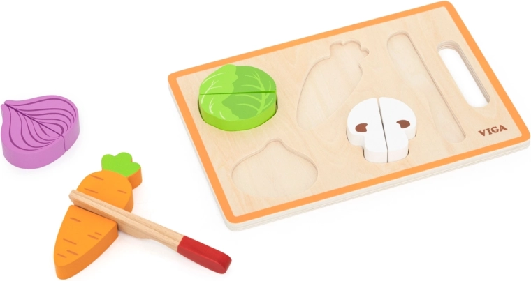 Viga Toys Holzset zum Schneiden von buntem Gemüse