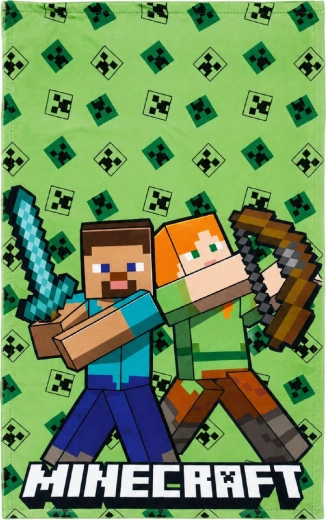 Minecraft-Handtuch 30 × 50 cm grün – Steve und Alex