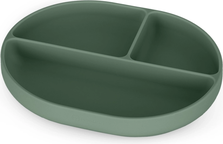 Silikon-Ovalteller mit Unterteilung und Saugnapf PETITE&MARS Take&Match Misty Green 6M+