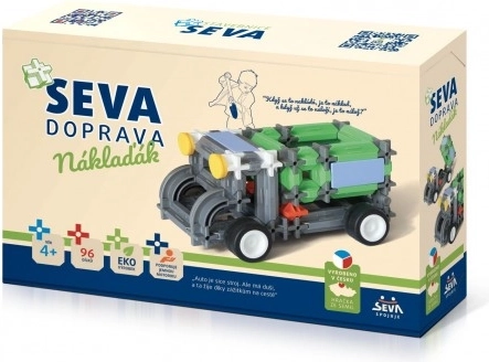 Baukasten SEVA VERKEHR Lastwagen Kunststoff 96 Teile in Box 22x15x6 cm