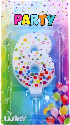 Party-Kerze Zahl 6 mit Punkten