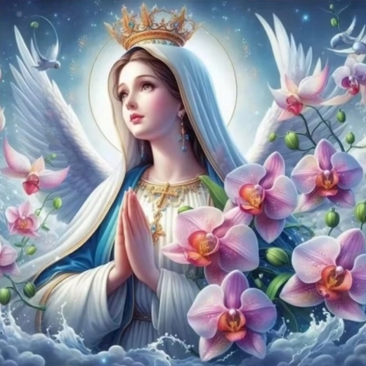 Diamantmalerei Jungfrau Maria mit Engelsflügeln 30 × 40 cm