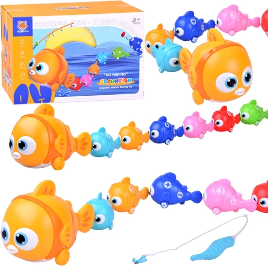 Interaktive Fischfamilie mit magnetischer Angel und beweglichem, leuchtendem Großfisch