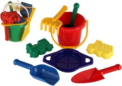 Plastiksandkasten-Set im Netz für Kinder ab 12 Monaten
