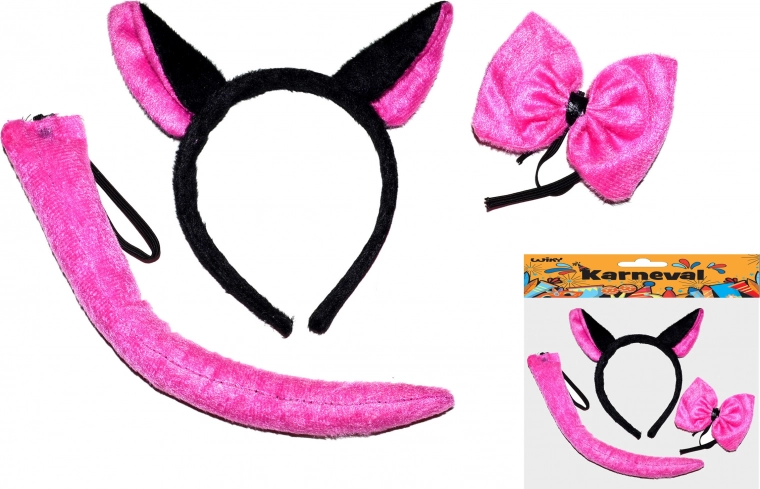Karneval-Set Katze – Ohren, Schleife und Schwanz