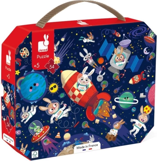 Janod Puzzle im Koffer Rakete im Weltraum – 54 Teile
