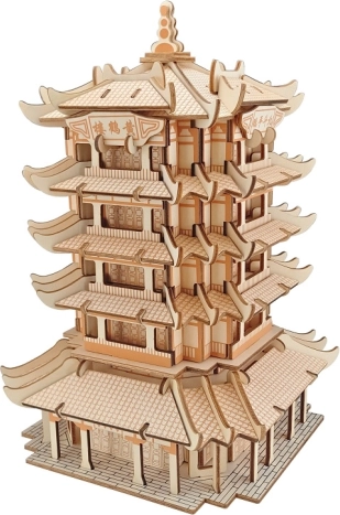 Holz-3D-Puzzle Yellow Crane Tower