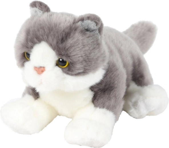 Graues liegendes Katzenmaskottchen 30 cm