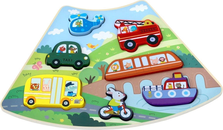 2Kids Toys Holz-Steckpuzzle mit Verkehrsmitteln