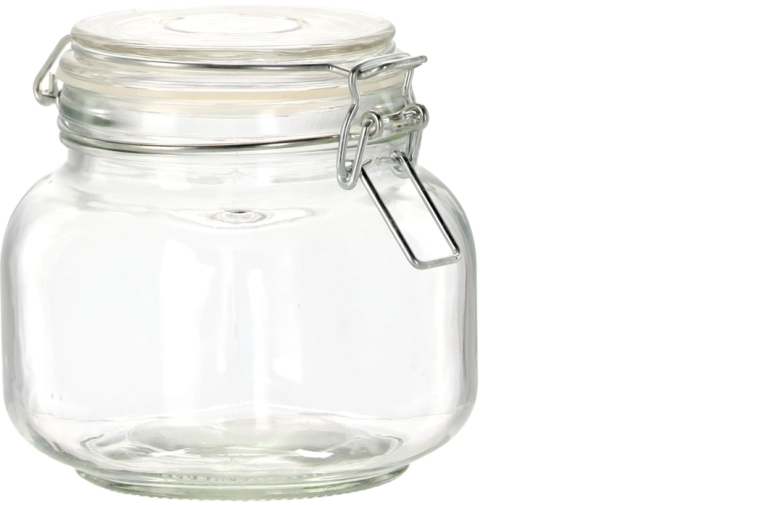 Quadratisches Glas 0,8 l mit Bügelverschluss