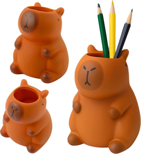 Kapybara-Stifthalter, brauner Schreibtisch-Organizer 10 × 7 cm
