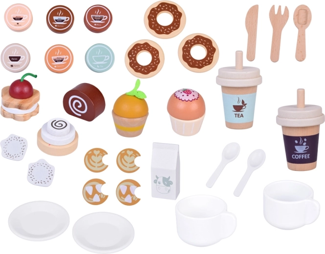 Komplettes Café mit To-go-Bechern und Milch