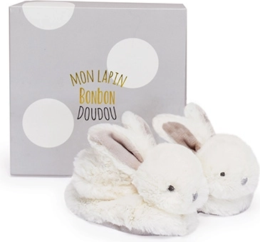 Doudou Set Häschen-Booties mit Rasseln beige