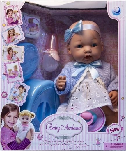 Baby-Puppe mit Zubehör – trinkt und macht Pipi – 1 Stück