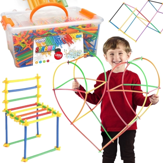 Woopie Konstruktionsset aus bunten Strohhalmen, 1200 Teile