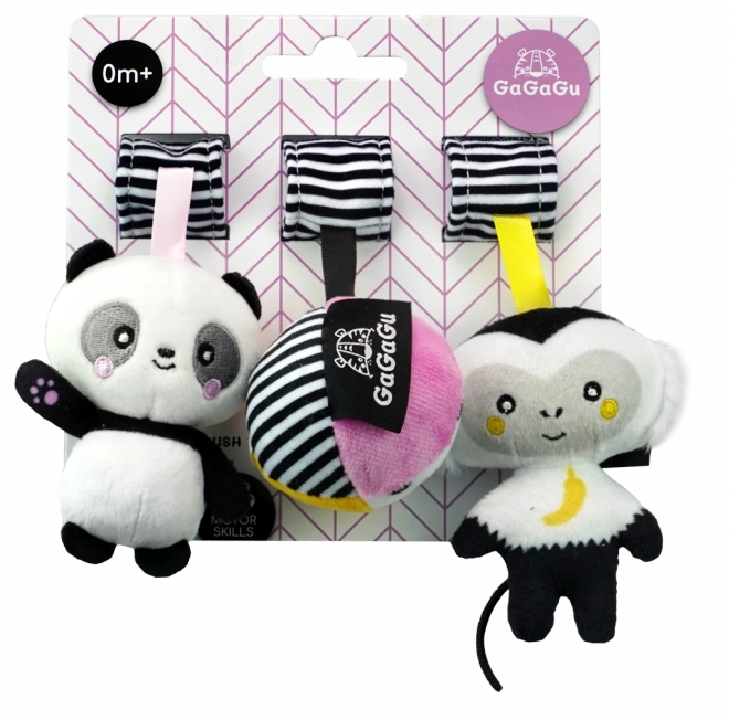 Hängendes kontrastreiches Plüschspielzeug - Affe, Panda, Ball