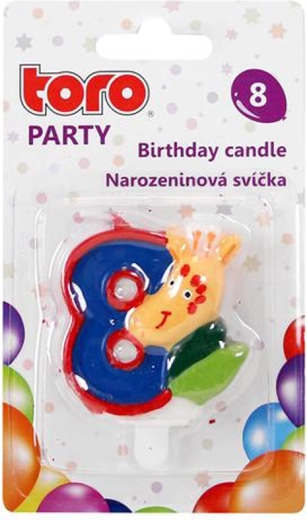 Tortenkerze Zahl 8 mit Giraffe, zum Einstecken, 5 cm