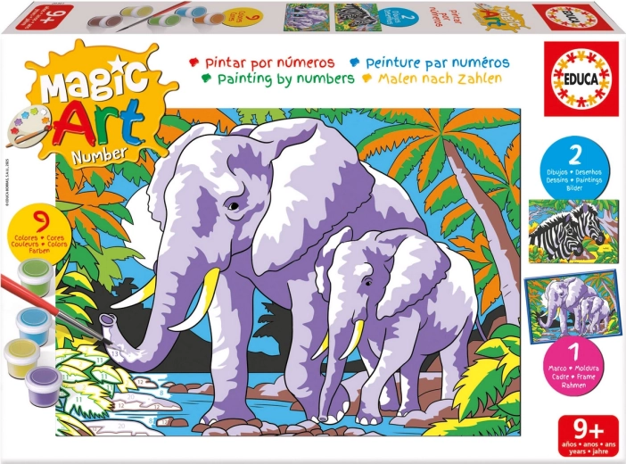 Malen nach Zahlen: Elefanten und Zebras EDUCA